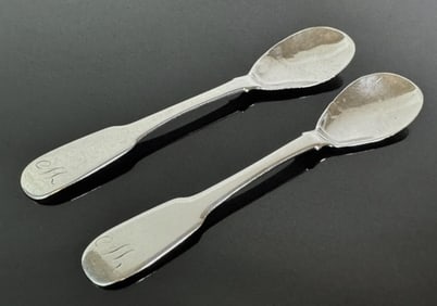 18th C Boston Silver Egg Spoons, WS (2pc)