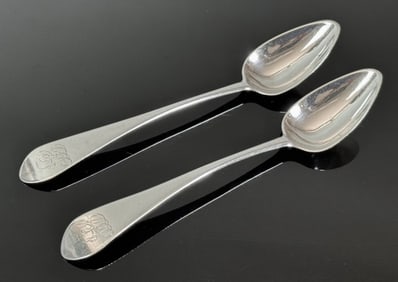 18th C Boston Coin Silver Teaspoons, T Emery (2pc)