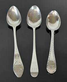 18th C American Silver Spoons, Mixed Makers (3pc)