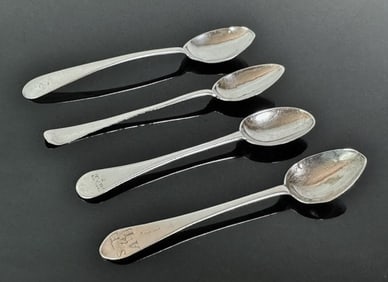 18th C Boston Silver Spoons, Mixed Makers (4pc)