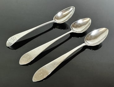 18th C Boston Silver Spoons, Mixed Makers (3pc)