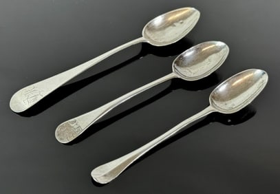 18th C American Silver Spoons, Mixed Makers (3pc)