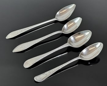 18th C American Silver Spoons, Mixed Makers (4pc)