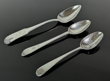 18th C Philadelphia Coin Silver Spoons (3pc)
