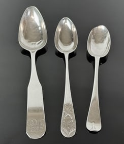 18th C Boston Coin Silver Spoons, WH (3pc)