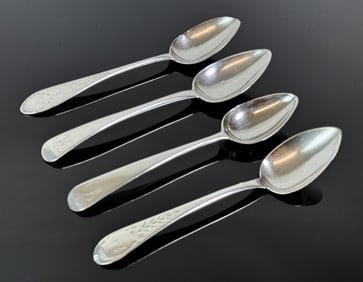 18th C American Silver Spoons Unknown Makers (4pc)