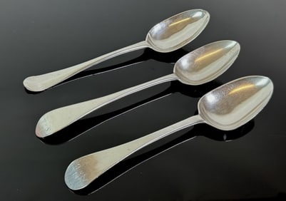 18th C American Silver Spoons Unknown Makers (3pc)