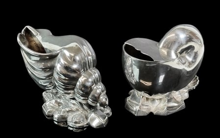 Antique Figural Silver Plate Spoon Warmers (2pc)