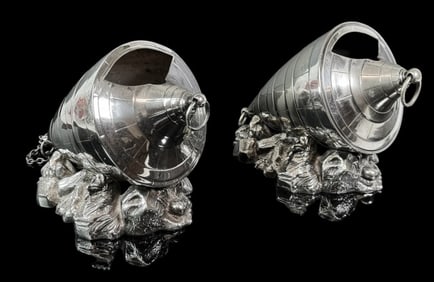 Antique Figural Silver Plate Spoon Warmers (2pc)