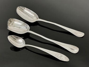 18th C American Coin Silver Spoons, Damaged (3pc)