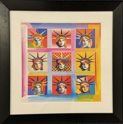 Limited Edition Signed, Numbered Print, Peter Max: Limited Edition Art Print, Signed "Max" (Peter Max, German, 1937-). Polychrome print from Statue of Liberty collection, hand numbered "201 / 300" and signed "Max" in pencil and embossed stamp "PETER M