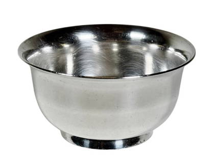 Sterling Silver Footed Bowl, Tiffany & Co: Reproduction 18th C. Sterling Silver Bowl, Signed "TIFFANY & Co MAKERS". Footed bowl with base additionally signed "REPRODUCTION ORIGINAL MADE IN LONDON 1734". Good condition, measures: 2.25" H