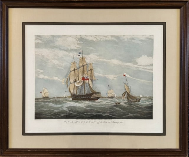 1834 Dated Hand Colored Maritime Engraving (1 of 4)