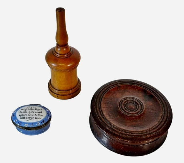 18th -19th C Treenware and Enamel (3pc) (1 of 8)