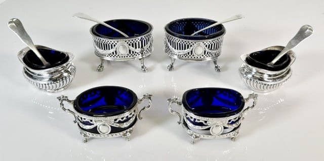 Antique Sterling Silver Open Salts, (6pc) (1 of 11)