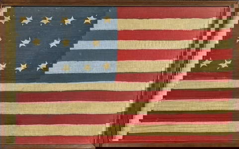 Circa 1850 Hand Sewn US Navy Flag 5-3-5 Pattern