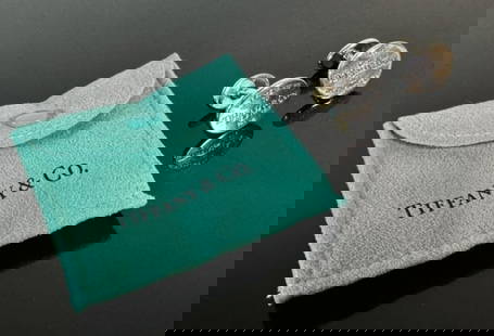 Sterling Silver Cufflinks, Tiffany & Co: Vintage Sterling Silver Cufflinks, Signed "Tiffany & Co". Oval face engraved "PLEASE RETURN TO TIFFANY & Co New York .925". Good condition with wear, accompanied by bag and box, measure: 3" x 3", comb