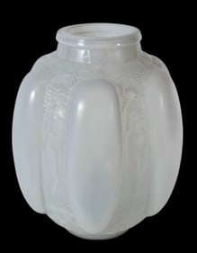 Vintage French Opalescent Glass Vase, Lalique