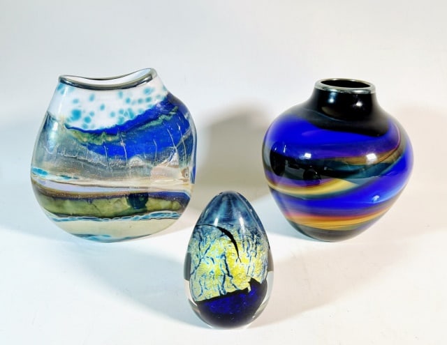 Hand Blown Art Glass Vases, Fire Ranch (3pc) (1 of 7)