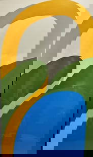 Wood Block Print on Paper, Carol Summers: Wood Block Print on Paper, Signed "Carol Summers" (Carol Summers, American, 1925-2016). Abstract three color print on paper artist signed in pencil and numbered "49/144". Print in good condition, fram