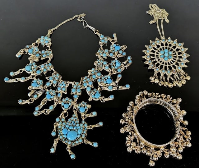 North African Silver and Turquoise Jewelry (3pc) (1 of 7)