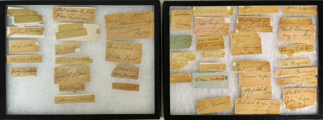 Autographs, MLB National League, 1949-1951 (43): Collection of Forty-three MLB National League players gathered by Middleboro, MA High School student Jim Thomas between 1949-1951. Autographs are covered with scotch tape but signatures remain bold. T