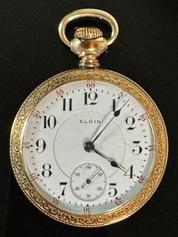 Antique 14K Gold Pocket Watch, 19J, Elgin (1 of 5)