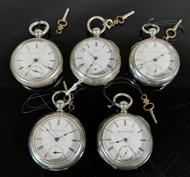 Antique Pocket Watches, Waltham, Elgin (5pc) (1 of 11)