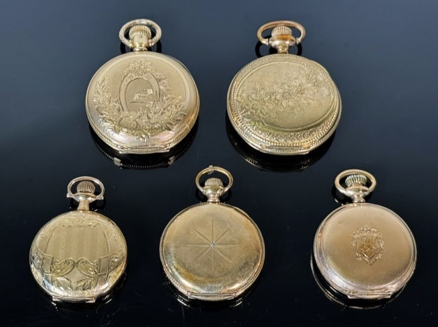 Antique Hunter Cased Ladies Pocket Watches (5pc) (1 of 11)