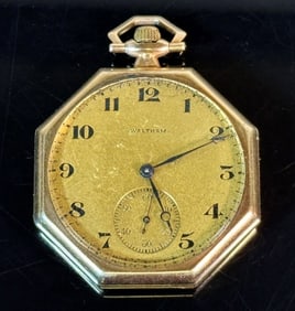 14K Gold Pocket Watch 15J, Waltham