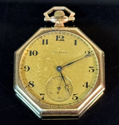 14K Gold Pocket Watch 15J, Waltham (1 of 6)
