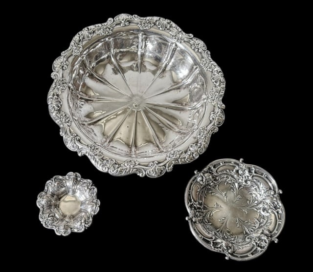Antique Sterling Silver Bowls, Gorham, Reed (3pc) (1 of 5)