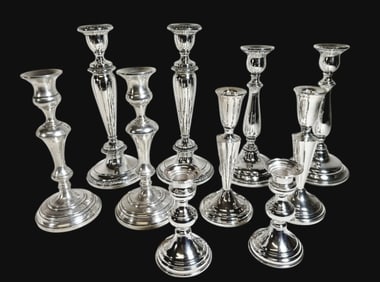 Antique Sterling Silver Candlesticks (10pc)