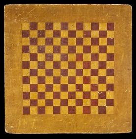 19th C Hand Painted Double Sided Wooden Game Board