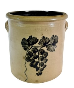 19th C. Decorated Stoneware Crock, A K Ballard