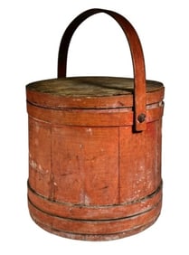 19th C Large Painted Firkin Bucket, Wilder P Clark