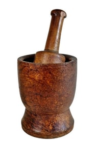 19th C. Burl Wood Mortar and Pestle
