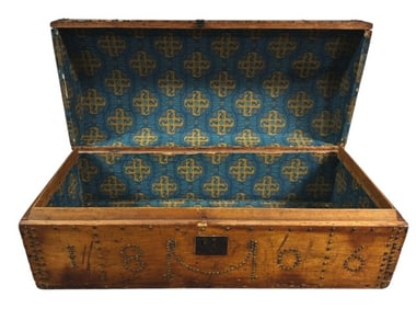 1806 Tack Decorated Wooden Chest