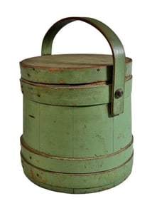 19th C. Painted Wooden Firkin Bucket
