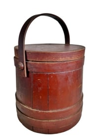 19th C. Painted Wooden Firkin Bucket