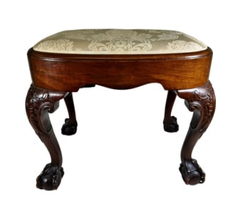 18th C. English George III Carved Mahogany Stool