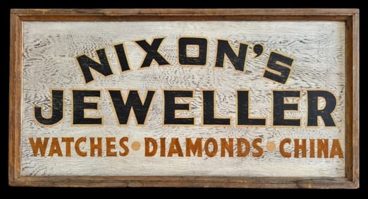 Antique Double Sided Hand Painted Wooden Sign