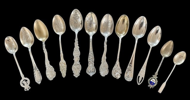 Antique Sterling Silver Souvenir Spoons (12pc) (1 of 8)