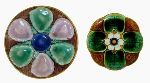Antique Majolica Oyster Plates (2pc)