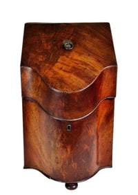 18th C. Mahogany Knife Box with Cutlery