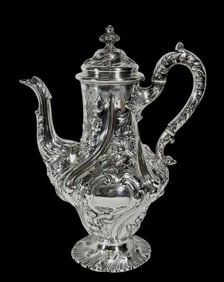 1849 Scottish Sterling Silver Repousse Coffee Pot