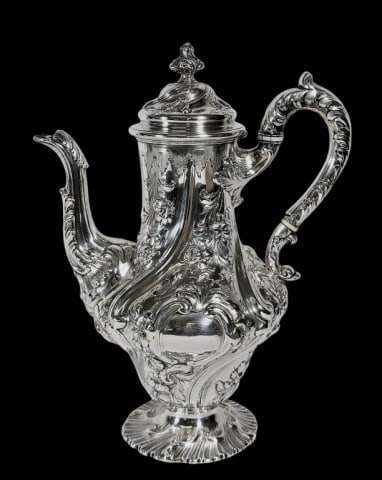 1849 Scottish Sterling Silver Repousse Coffee Pot (1 of 8)