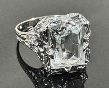 Antique 14K Gold White Sapphire Ring