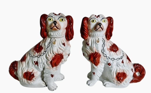 19th C. English Staffordshire Comfort Dogs (2pc) (1 of 6)