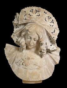 Antique Italian Carved Alabaster Bust